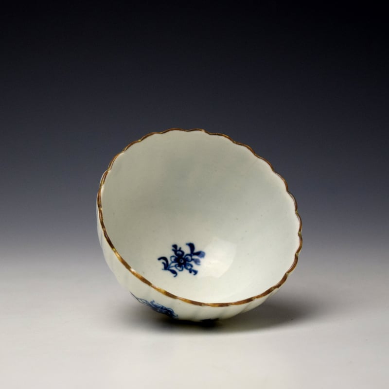 Lowestoft Fluted Floral Sprays Pattern Teabowl and Saucer c1785-90 (6)