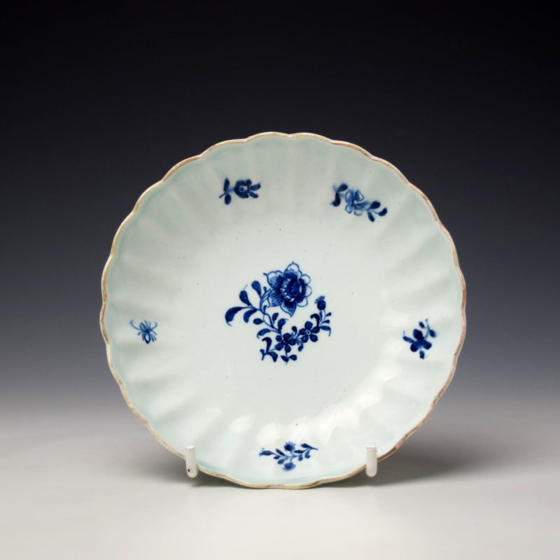 Lowestoft Fluted Floral Sprays Pattern Teabowl and Saucer c1785-90 (8)