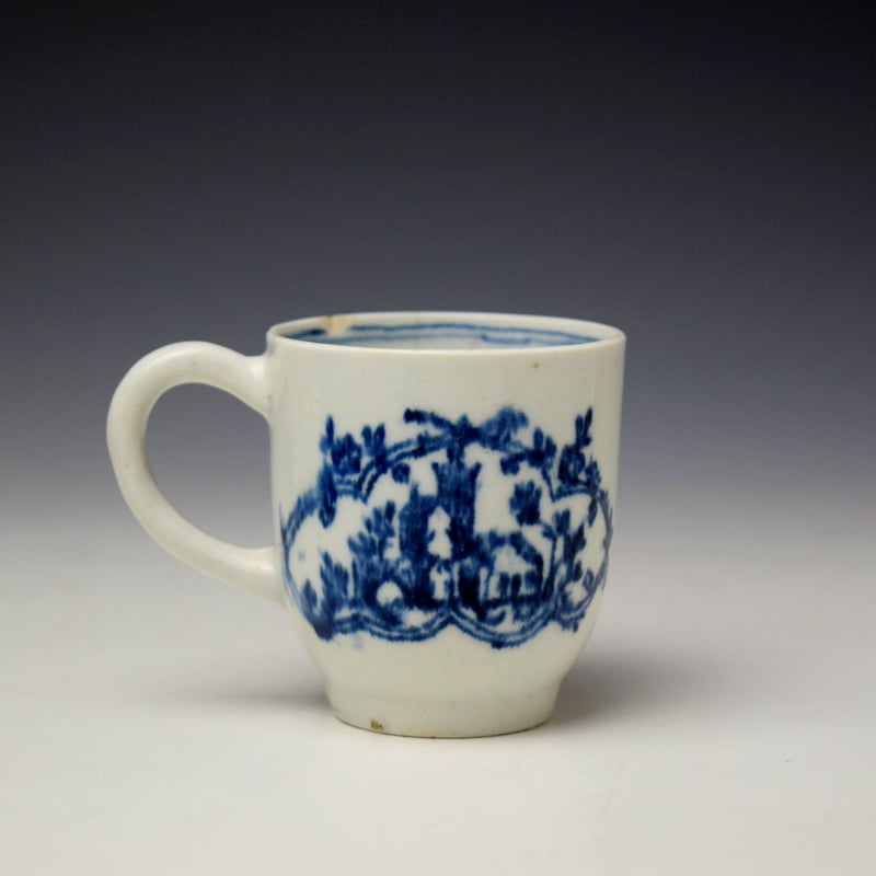 Lowestoft Good Cross Chapel Pattern Coffee Cup c1770-80 (3)