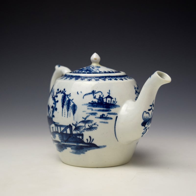 Lowestoft House Willow Fence Pattern Teabowl and Saucer c1762-65 (3)