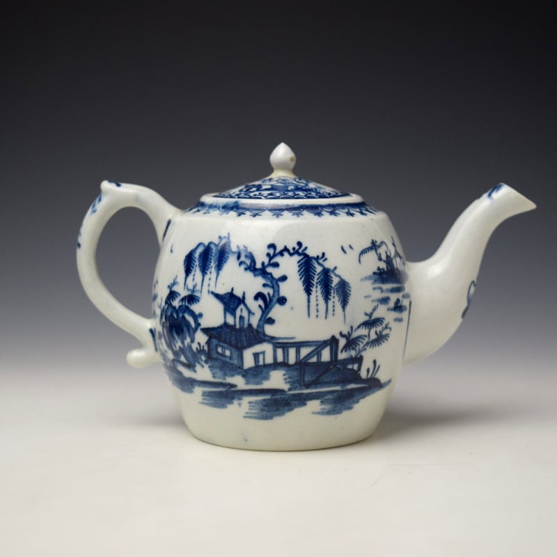 Lowestoft House Willow Fence Pattern Teabowl and Saucer c1762-65 (4)