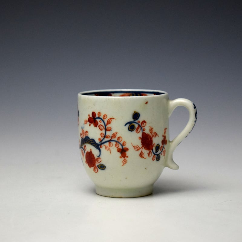 Lowestoft Imari Floral Pattern Coffee Cup and Saucer c1780-85 (2)