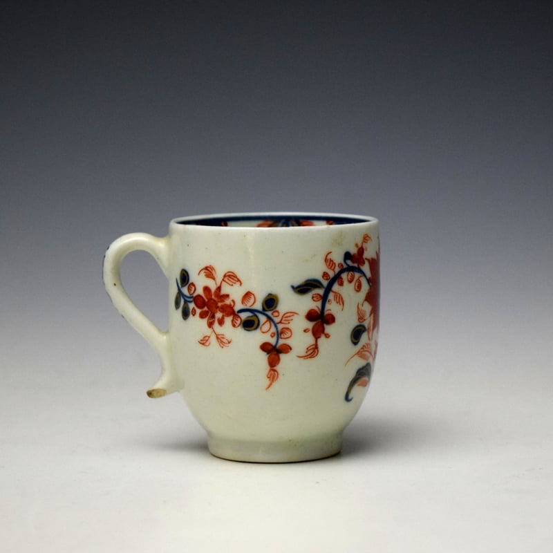 Lowestoft Imari Floral Pattern Coffee Cup and Saucer c1780-85 (4)