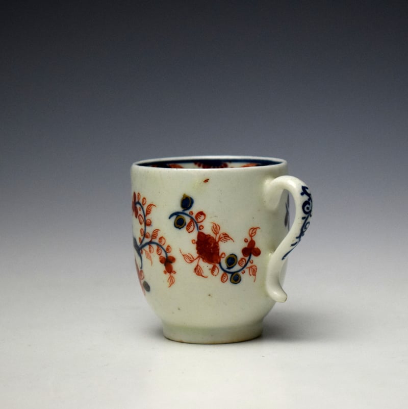 Lowestoft Imari Floral Pattern Coffee Cup and Saucer c1780-85 (6)