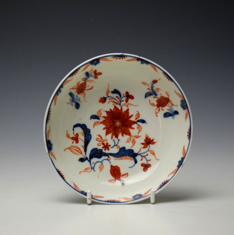 Lowestoft Imari Floral Pattern Coffee Cup and Saucer c1780-85 (9)