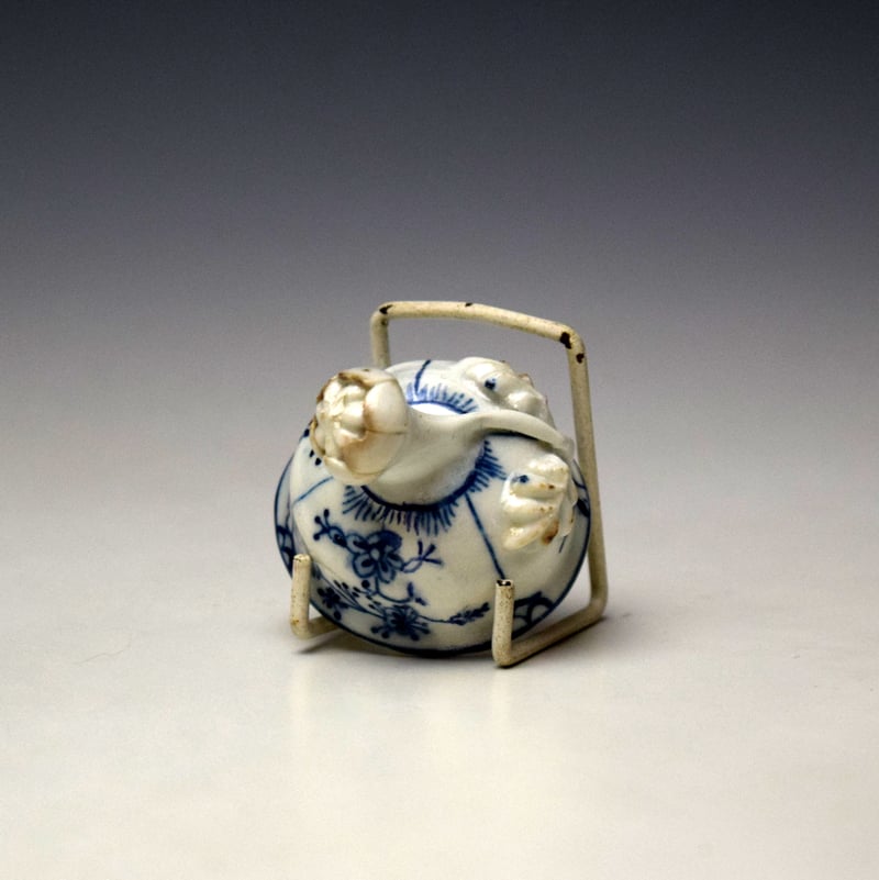 Lowestoft Immortelle Pattern Tea Canister and Cover c1770-75 (7)
