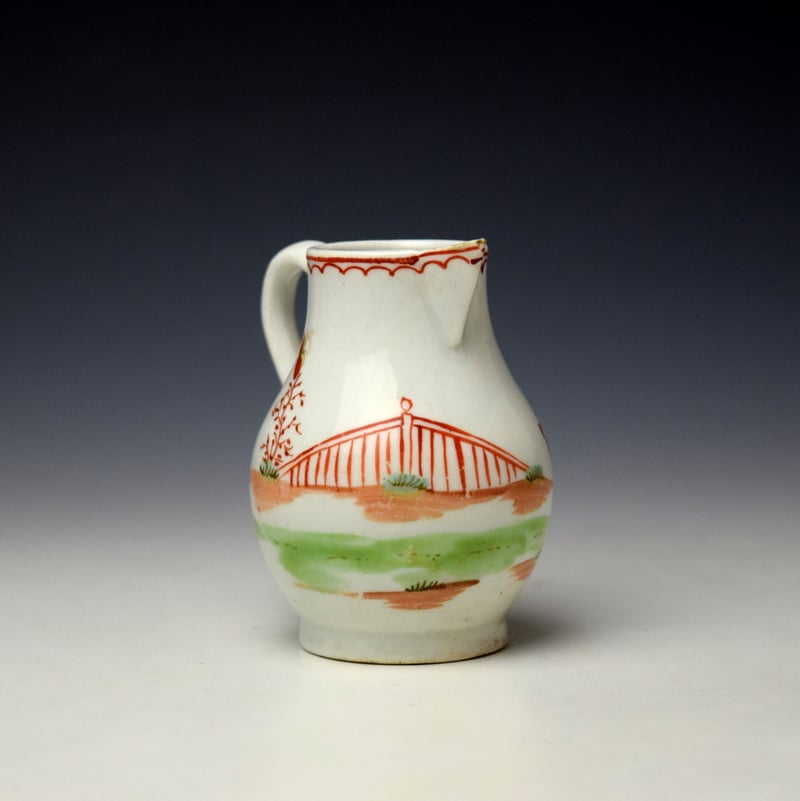 Lowestoft Lady Holding a Flower Pattern Small Sparrow Beak Jug c1770-75 (2)