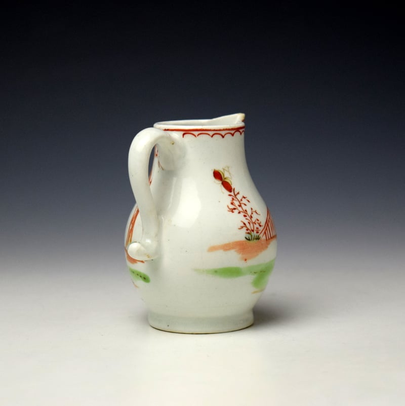 Lowestoft Lady Holding a Flower Pattern Small Sparrow Beak Jug c1770-75 (3)