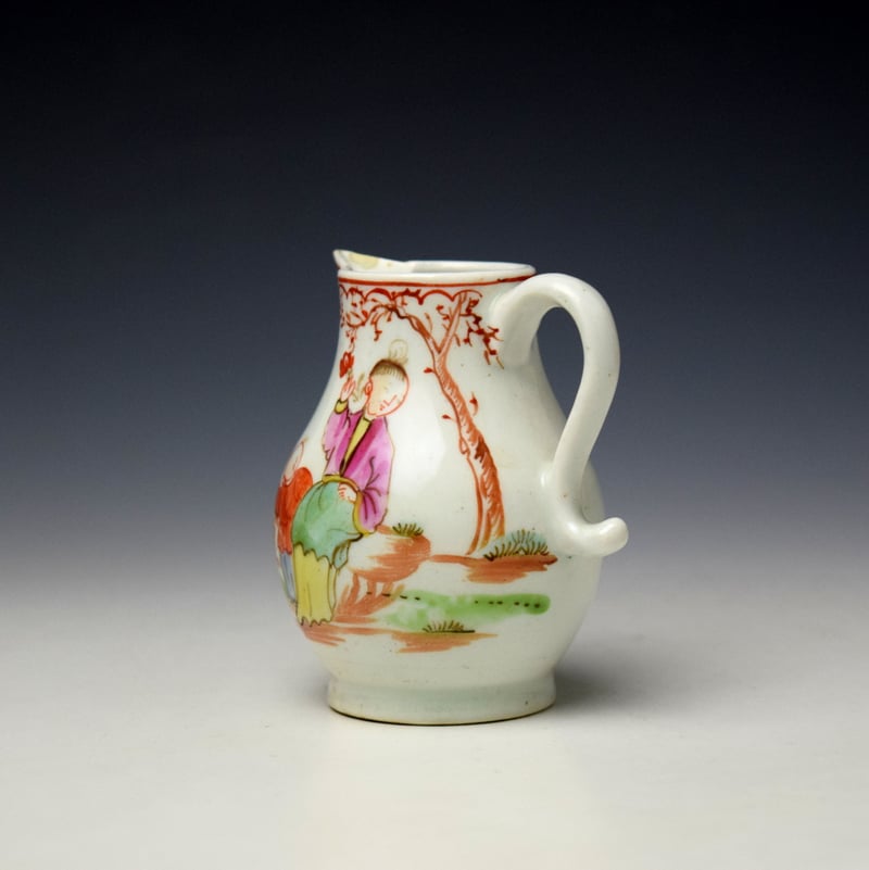 Lowestoft Lady Holding a Flower Pattern Small Sparrow Beak Jug c1770-75 (4)