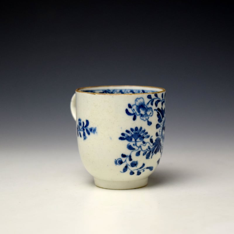 Lowestoft Large Floral Centre Pattern Coffee Cup and Saucer c1780-85 (6)