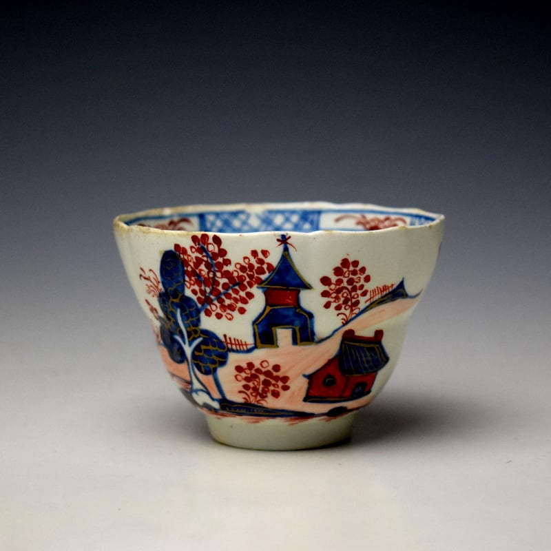 Lowestoft Lowestoft Dolls House Pattern Ogre Shape Teabowl and Saucer c1795-1800 (2)