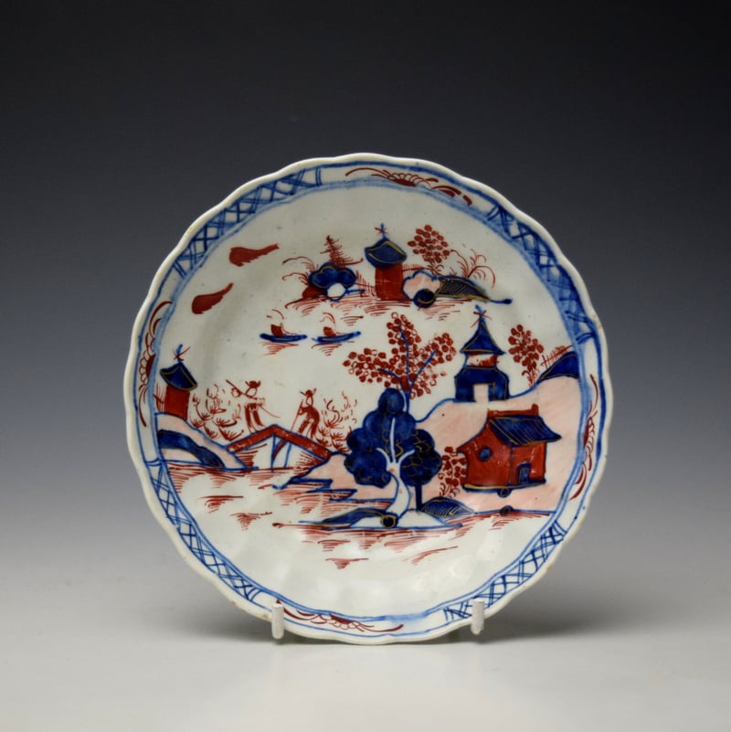 Lowestoft Lowestoft Dolls House Pattern Ogre Shape Teabowl and Saucer c1795-1800 (9)