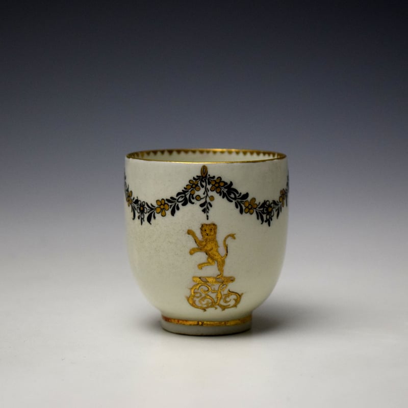 Lowestoft Ludlow Service Coffee Cup and Saucer c1785 (3)