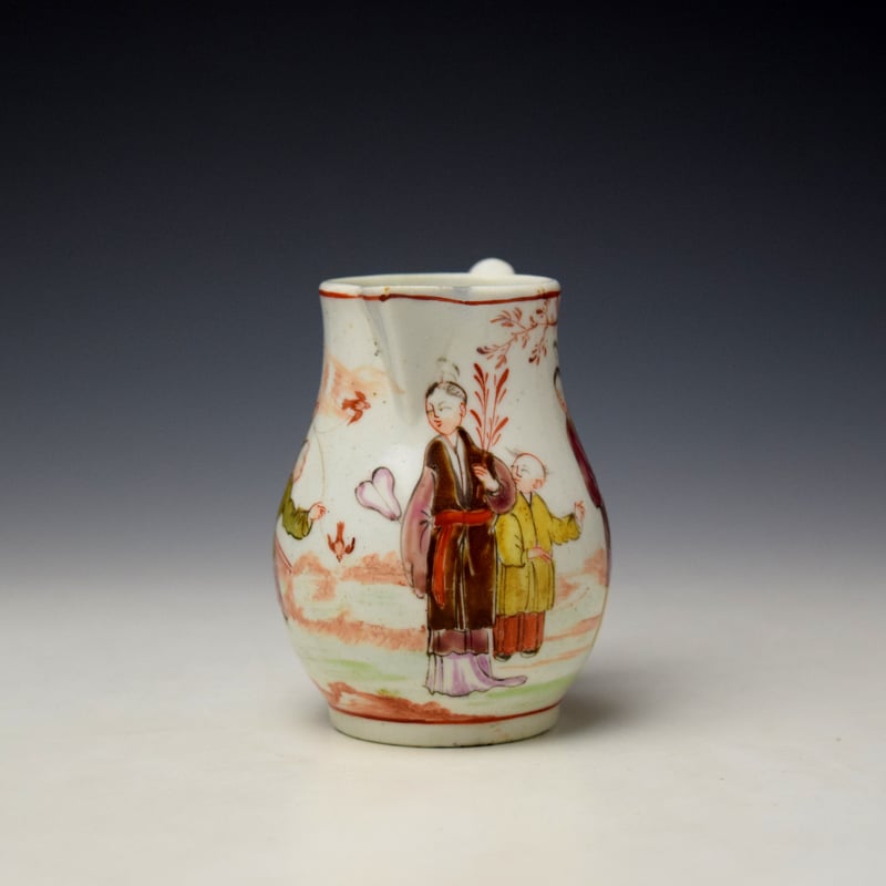 Lowestoft Mandarin Falconer Pattern Sparrow Beak Jug c1772 (2)