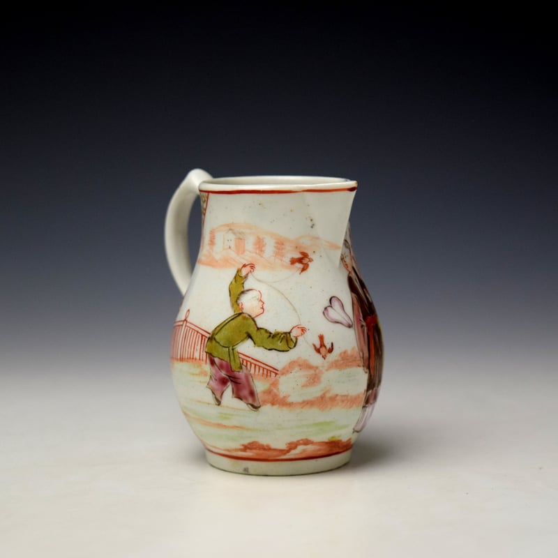 Lowestoft Mandarin Falconer Pattern Sparrow Beak Jug c1772 (3)