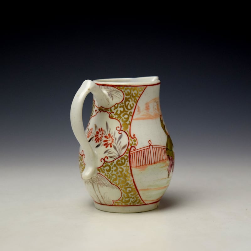 Lowestoft Mandarin Falconer Pattern Sparrow Beak Jug c1772 (4)