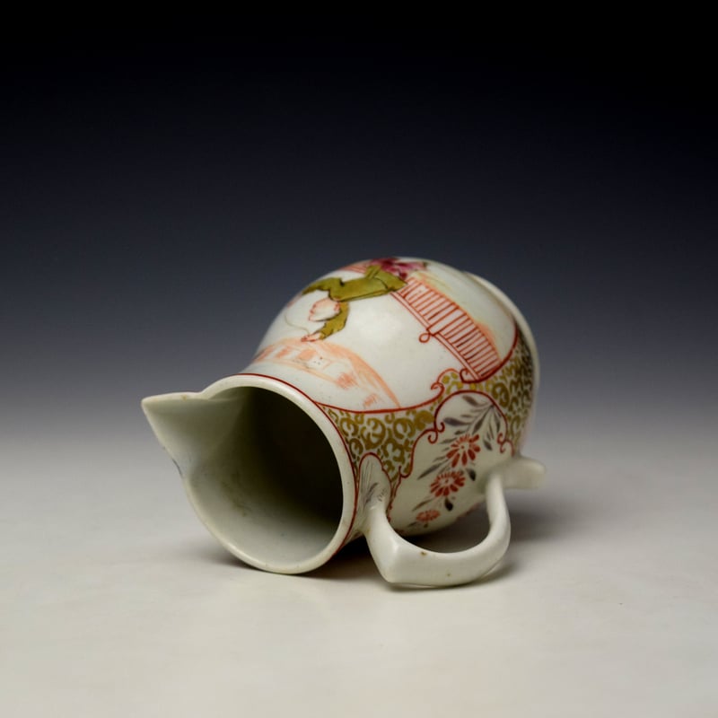 Lowestoft Mandarin Falconer Pattern Sparrow Beak Jug c1772 (6)