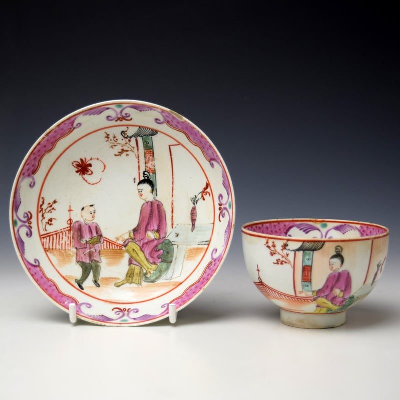Mandarin Green Window Pattern Teabowl and Saucer c1780-85 Robert Woodthorpe-Browne Collection