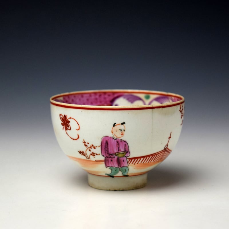 Lowestoft Mandarin Green Window Pattern Teabowl and Saucer c1775-85 (3)