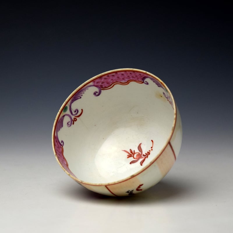 Lowestoft Mandarin Green Window Pattern Teabowl and Saucer c1775-85 (6)
