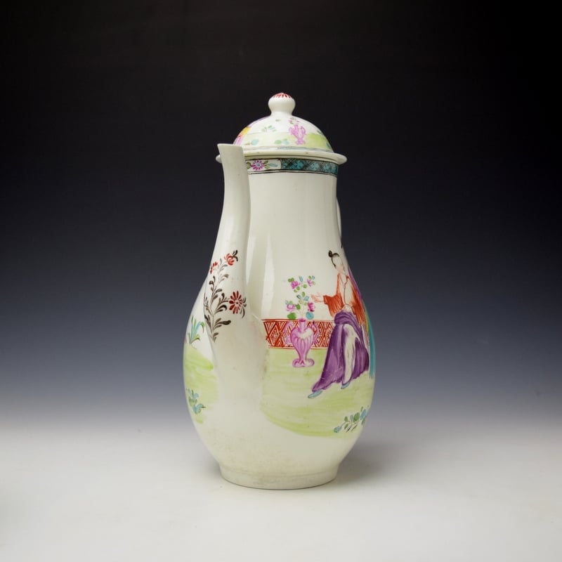 Lowestoft Mandarin Pattern Coffee Pot c1780-85 (2)