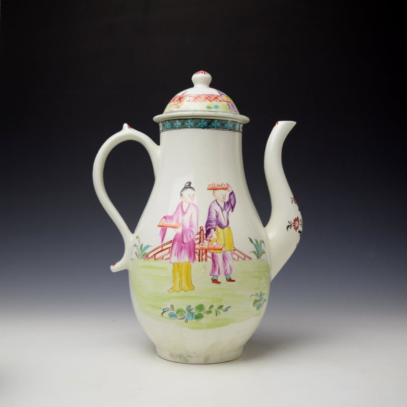 Lowestoft Mandarin Pattern Coffee Pot c1780-85 (4)