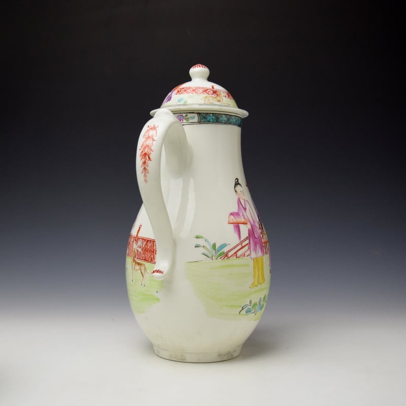 Lowestoft Mandarin Pattern Coffee Pot c1780-85 (5)