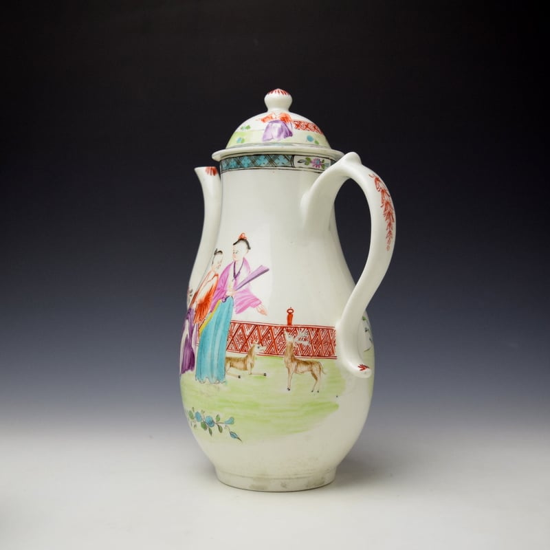 Lowestoft Mandarin Pattern Coffee Pot c1780-85 (6)