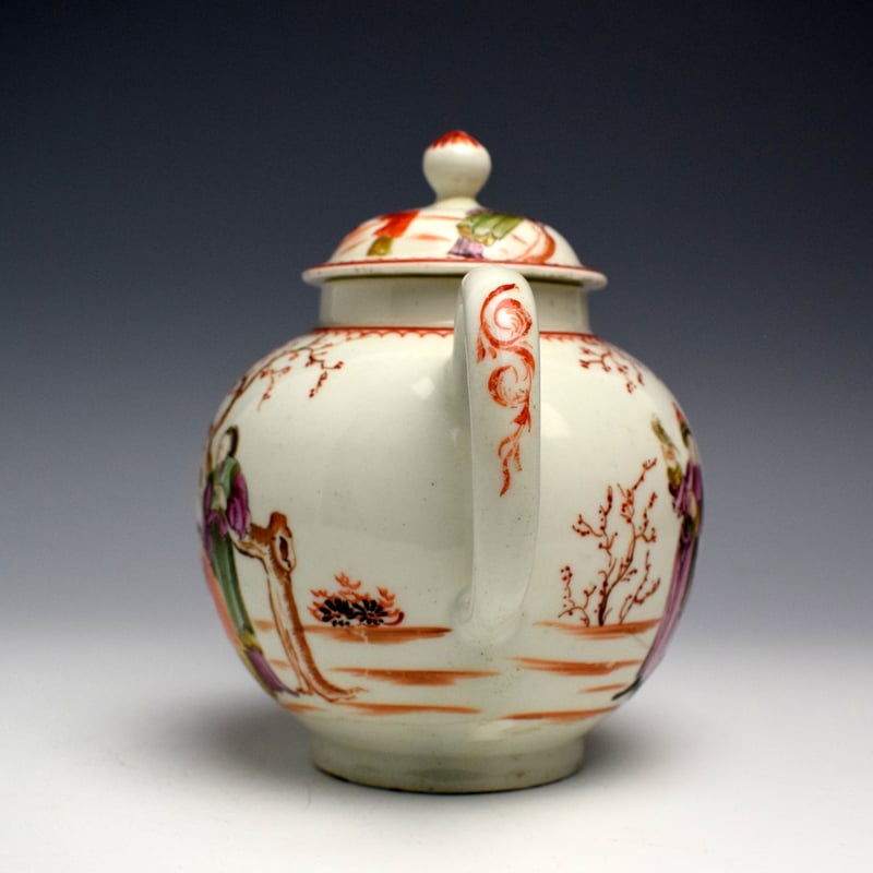 Lowestoft Mandarin Pattern Teapot c1775 (3)
