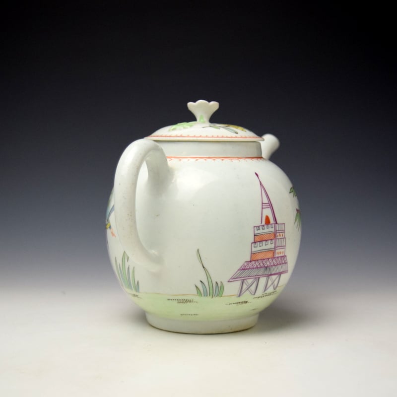 Lowestoft Mandarin Teapot and Cover c1768-70 Ex Barbara Leake Collection (5)
