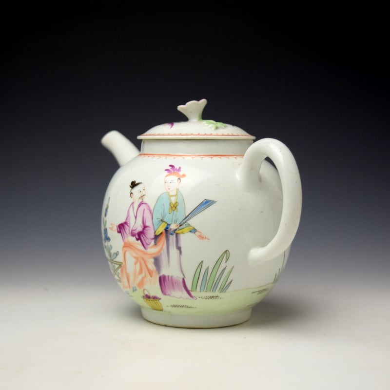 Lowestoft Mandarin Teapot and Cover c1768-70 Ex Barbara Leake Collection (6)