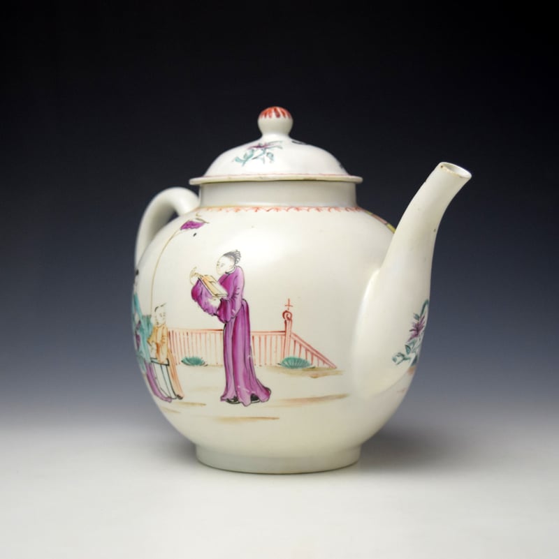 Lowestoft Mandarin Yellow Window Pattern Teapot and Cover c1775-85 (3)