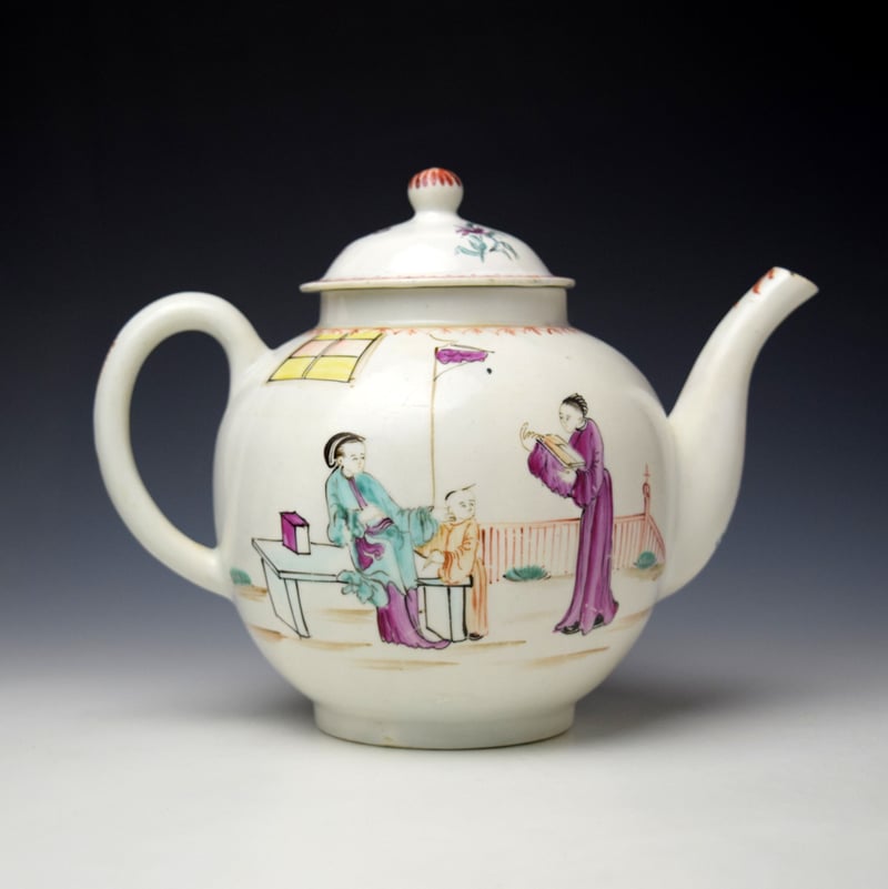 Lowestoft Mandarin Yellow Window Pattern Teapot and Cover c1775-85 (4)
