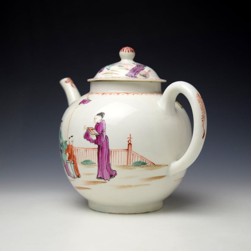 Lowestoft Mandarin Yellow Window Pattern Teapot and Cover c1775-85 (6)