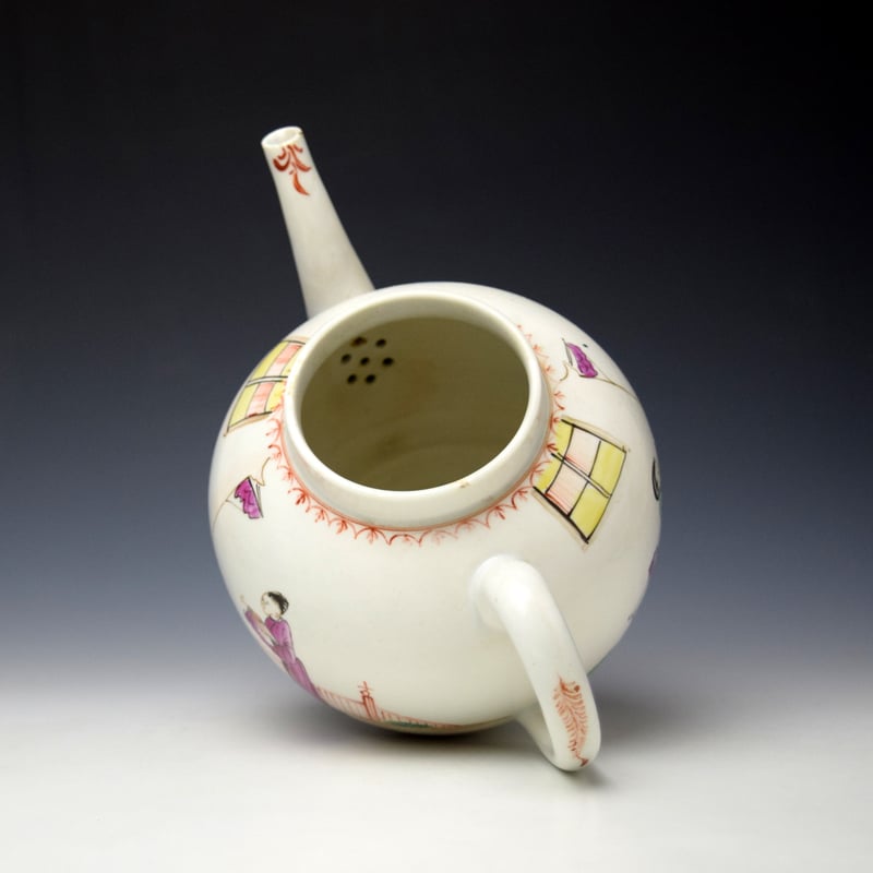 Lowestoft Mandarin Yellow Window Pattern Teapot and Cover c1775-85 (7)