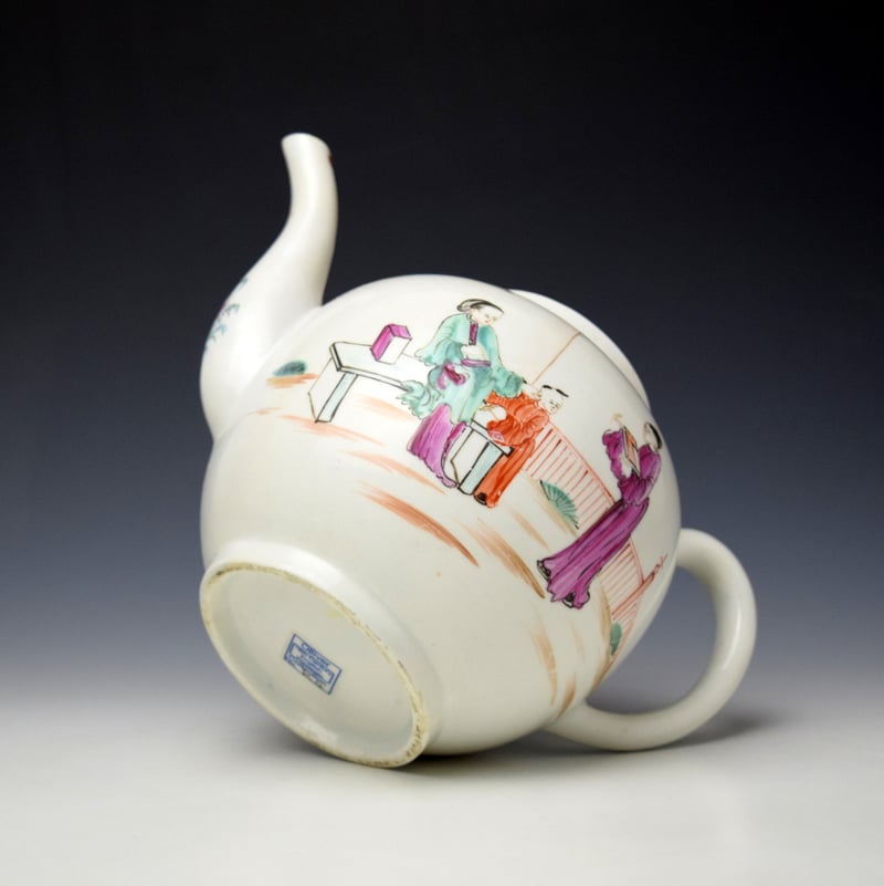 Lowestoft Mandarin Yellow Window Pattern Teapot and Cover c1775-85 (8)