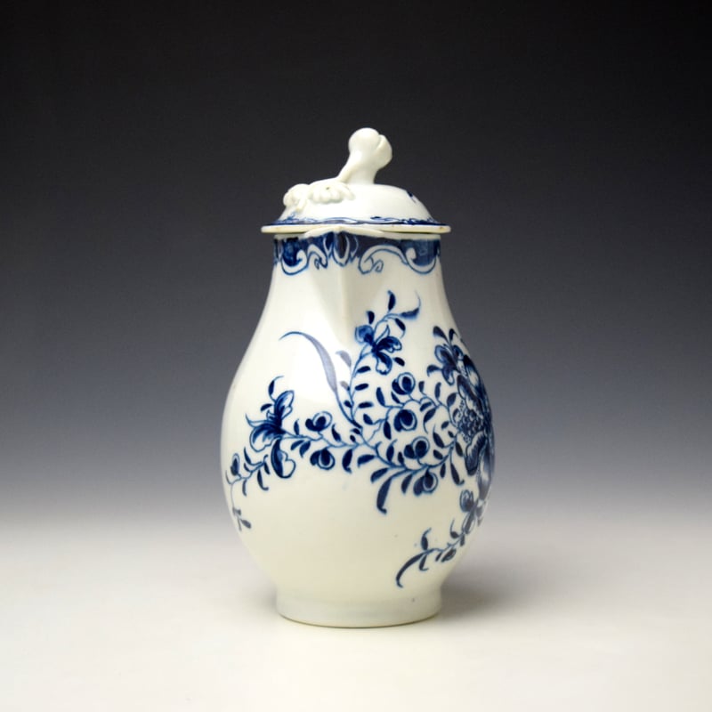 Lowestoft Mansfield Pattern Milk Jug and Cover c1770-80 (3)
