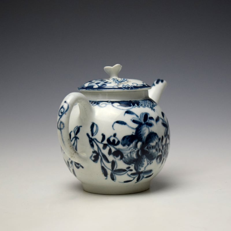 Lowestoft Mansfield Pattern Miniature Teapot c1768 (5)