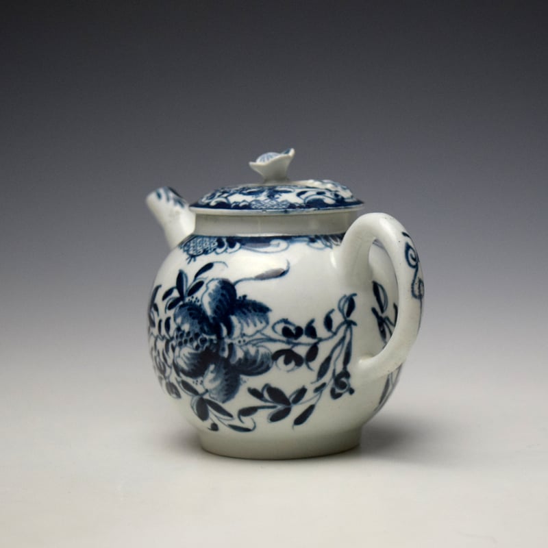 Lowestoft Mansfield Pattern Miniature Teapot c1768 (6)