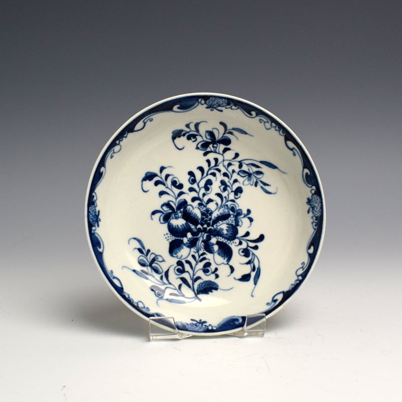 Lowestoft Mansfield Pattern Tea Bowl and Saucer c1780 (2)