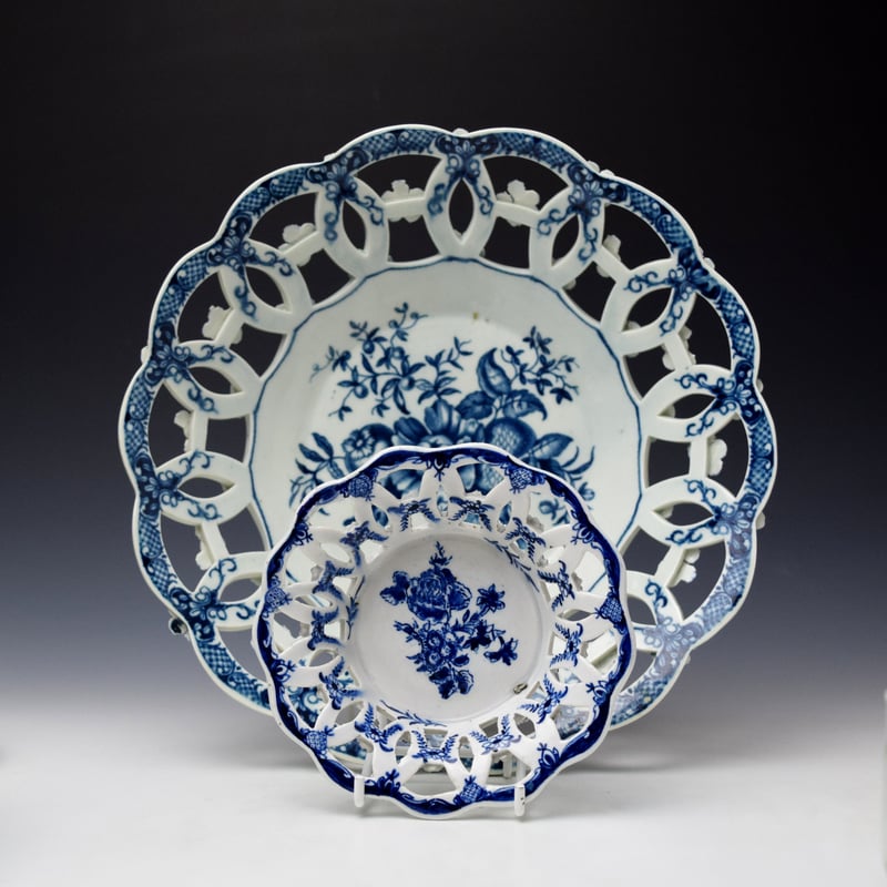 Lowestoft Miniature Floral Pattern Basket c1765-70 (4)