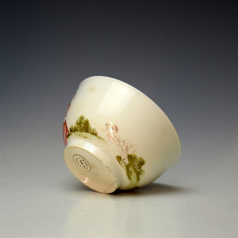 Lowestoft Mother and Child and Lady Sat in Gazebo Pattern Teabowl and Saucer c1770-72 (8)
