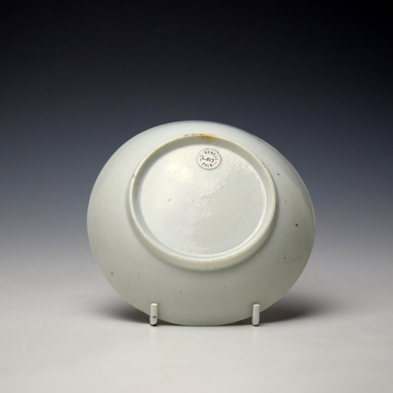 Lowestoft Mother and Child with Fan and Flower Pattern Saucer c1775-80 (2)