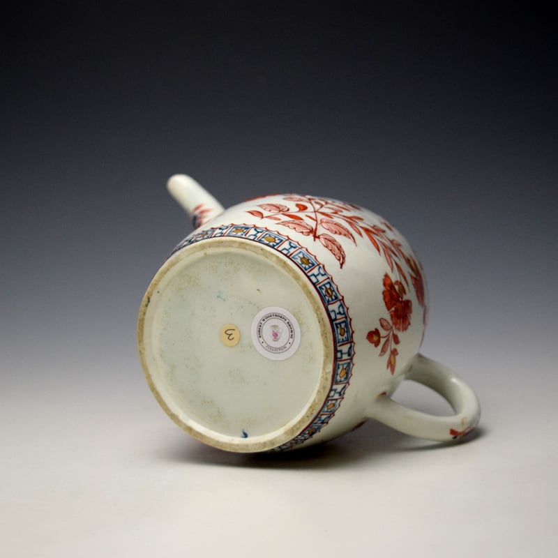 Lowestoft Moulded Carnation Pattern Barrel Shape Teapot and Cover c1775-80 (7)