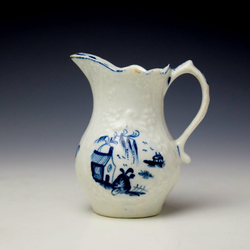Early Landscape Pattern Moulded Cream Jug c1762