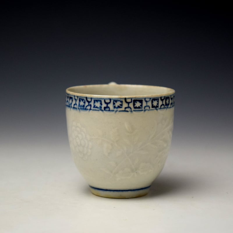 Lowestoft Moulded Floral Pattern Coffee Cup c1763-65 (2)