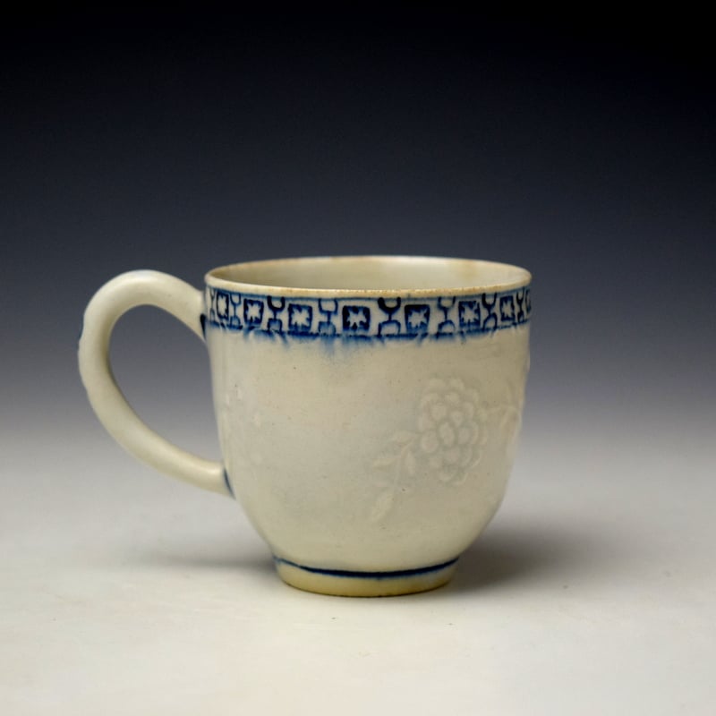 Lowestoft Moulded Floral Pattern Coffee Cup c1763-65 (3)