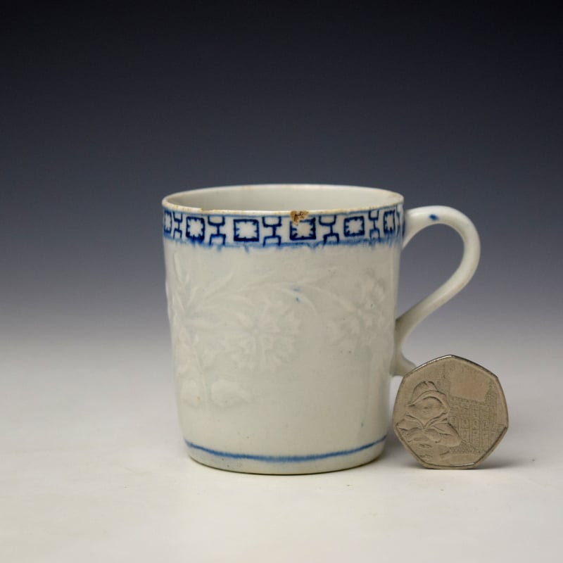 Lowestoft Moulded Floral Sprays Pattern Coffee Can c1763-65 (2)