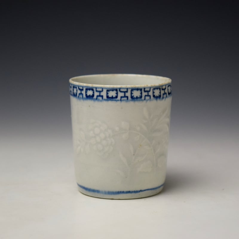 Lowestoft Moulded Floral Sprays Pattern Coffee Can c1763-65 (3)