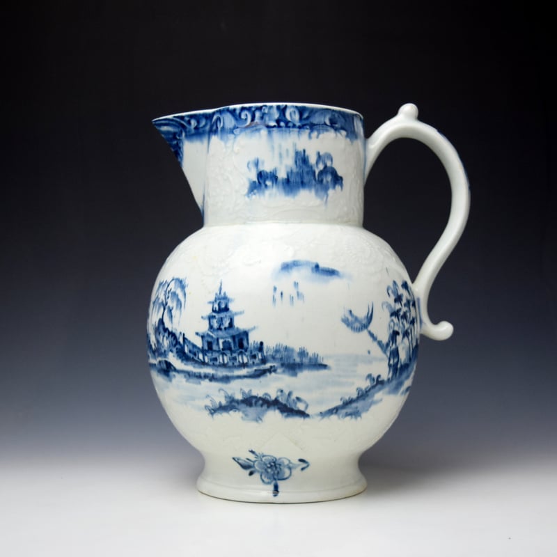 Lowestoft Moulded Large Jug c1762-66 Ex Sutherland Collection
